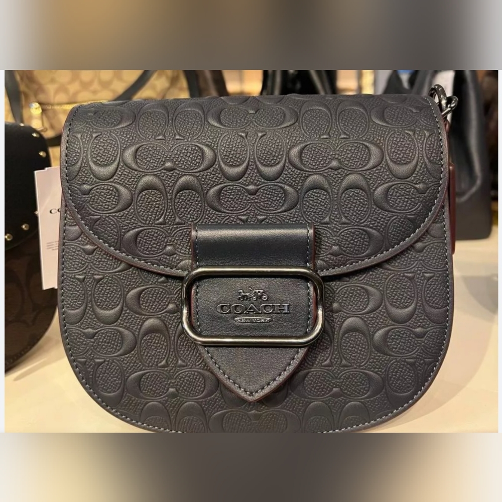 Coach Dark Embossed Leather Shoulder Bag